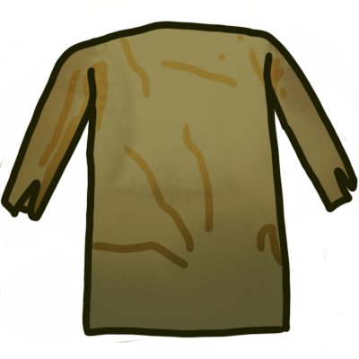 the Thorsberg tunic, drawing outlined in dark green-yellow
